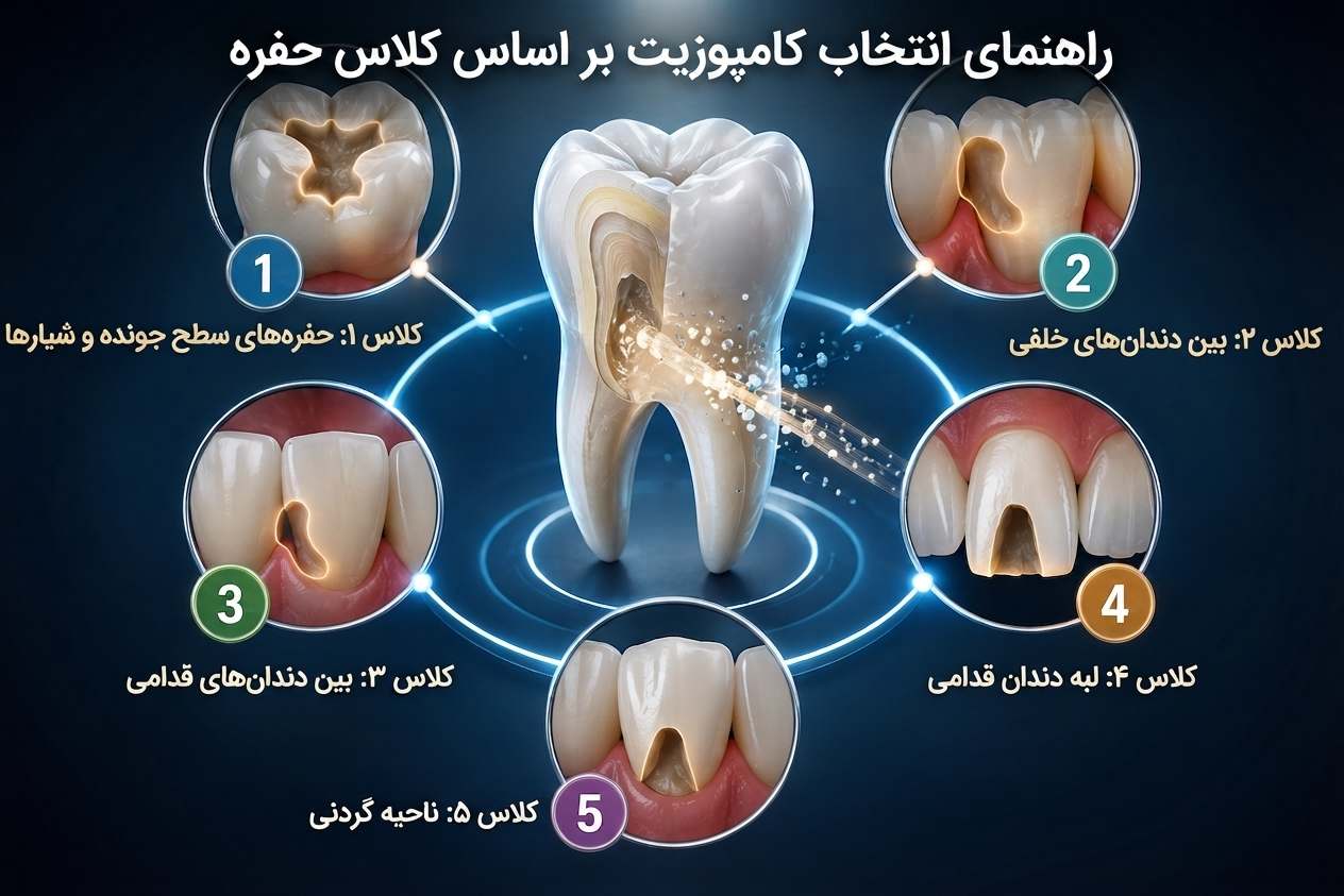 انتخاب کامپوزیت؛ از کلاس I تا V